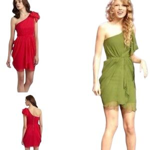 NWT Alice + Olivia Pink Tessa 1 Shoulder Chiffon Dress